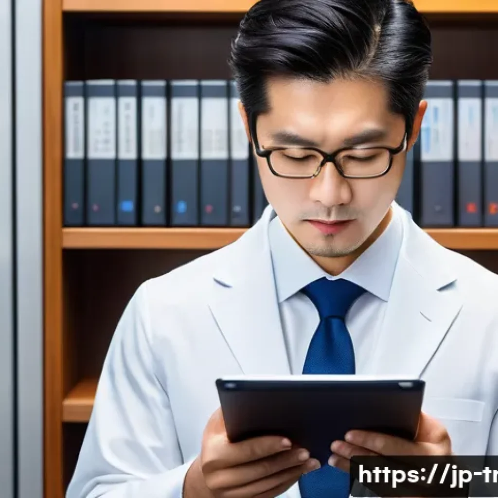 통역사 경력관리 방법 - A professional Japanese interpreter in a modern office setting, dressed in smart business attire wit...